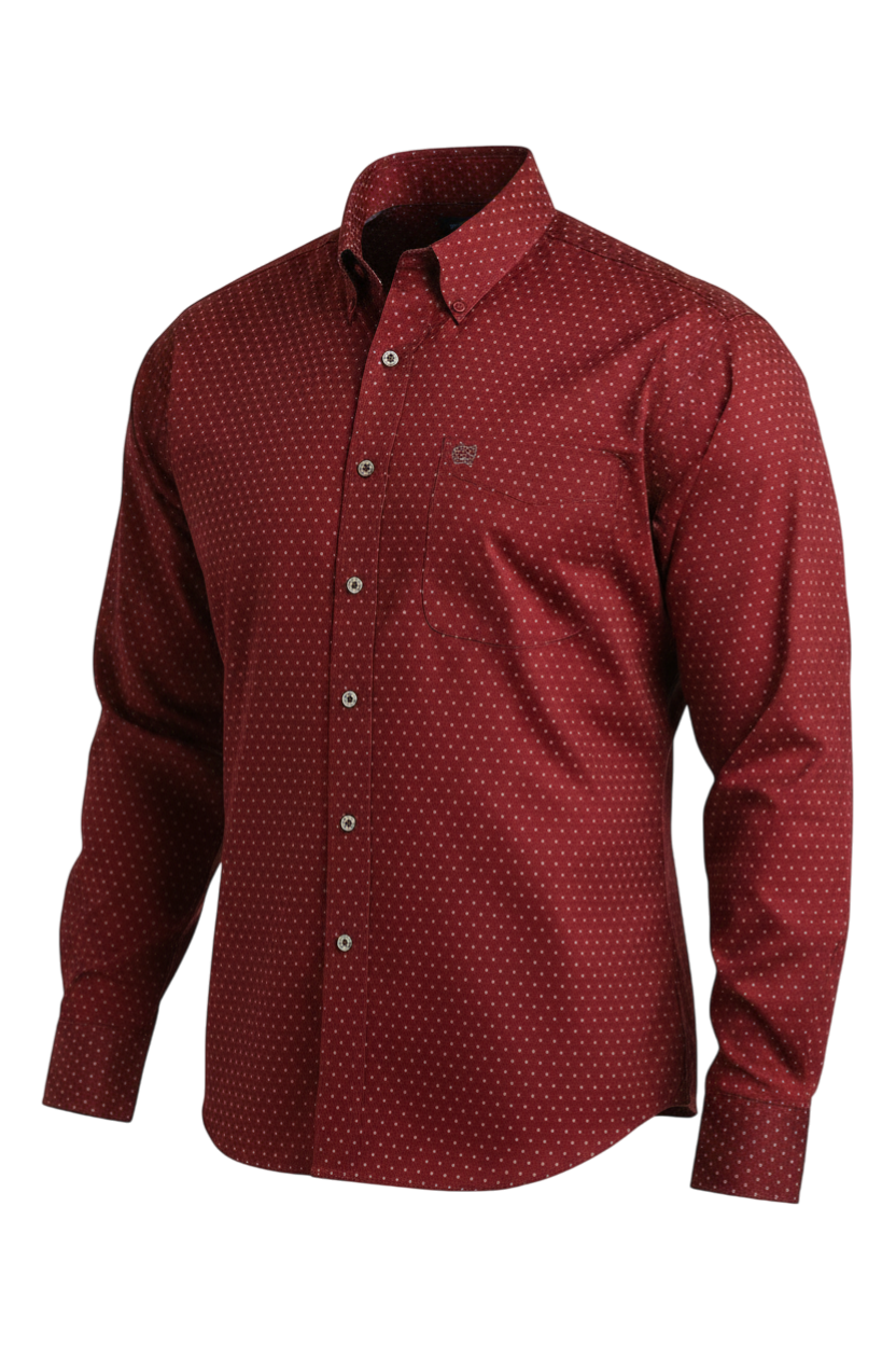 CINCH MEN'S PRINT SHIRT - BURGUNDY**FINAL SALE**