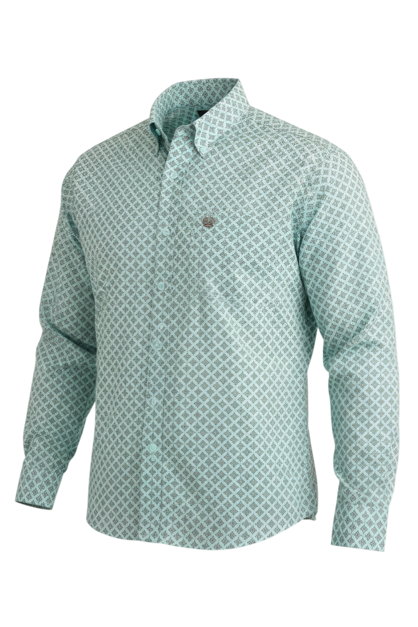 CINCH MENS LONG SLEEVE PRINT SHIRT - BLUE
