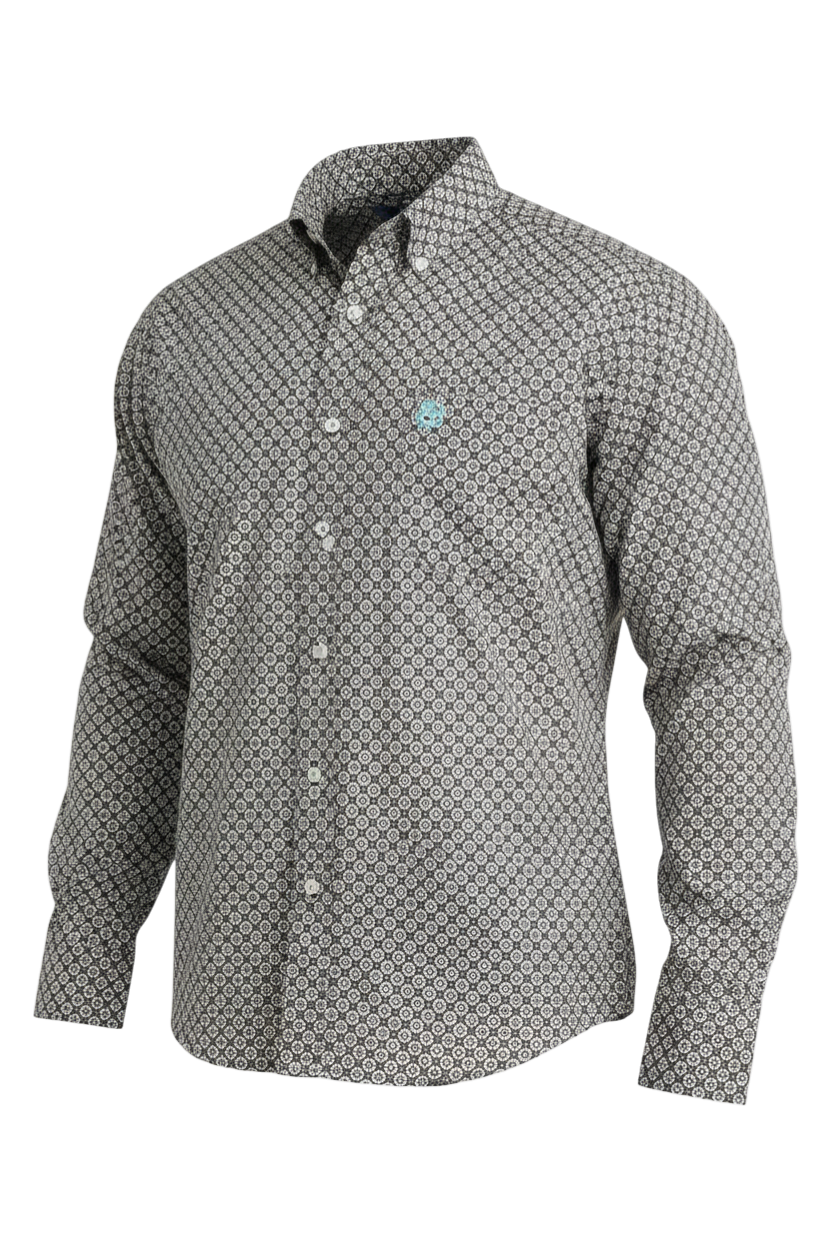 CINCH MENS LONG SLEEVE PRINT SHIRT - BROWN