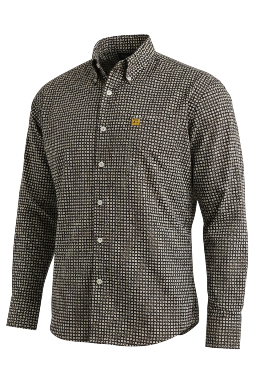 CINCH MENS LONG SLEEVE PRINT SHIRT - BROWN