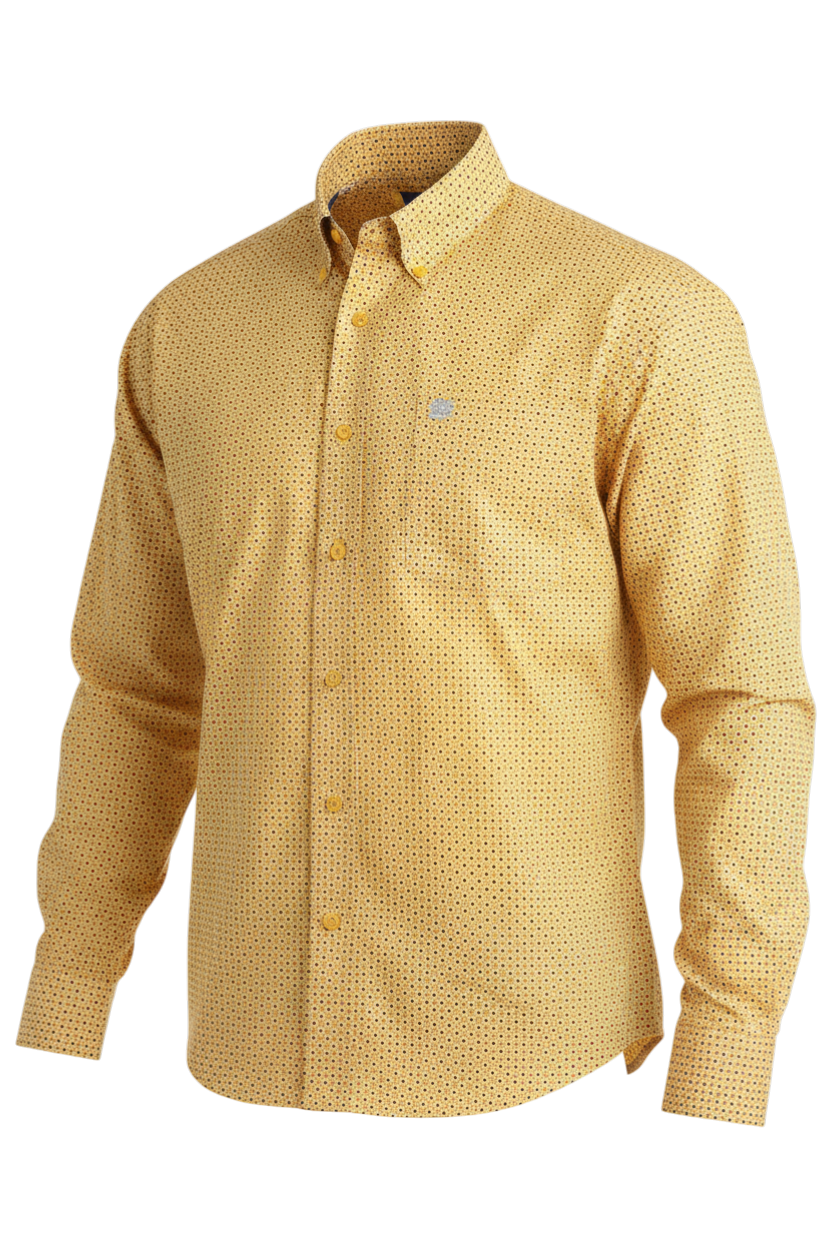 CINCH MENS LONG SLEEVE PRINT SHIRT - YELLOW
