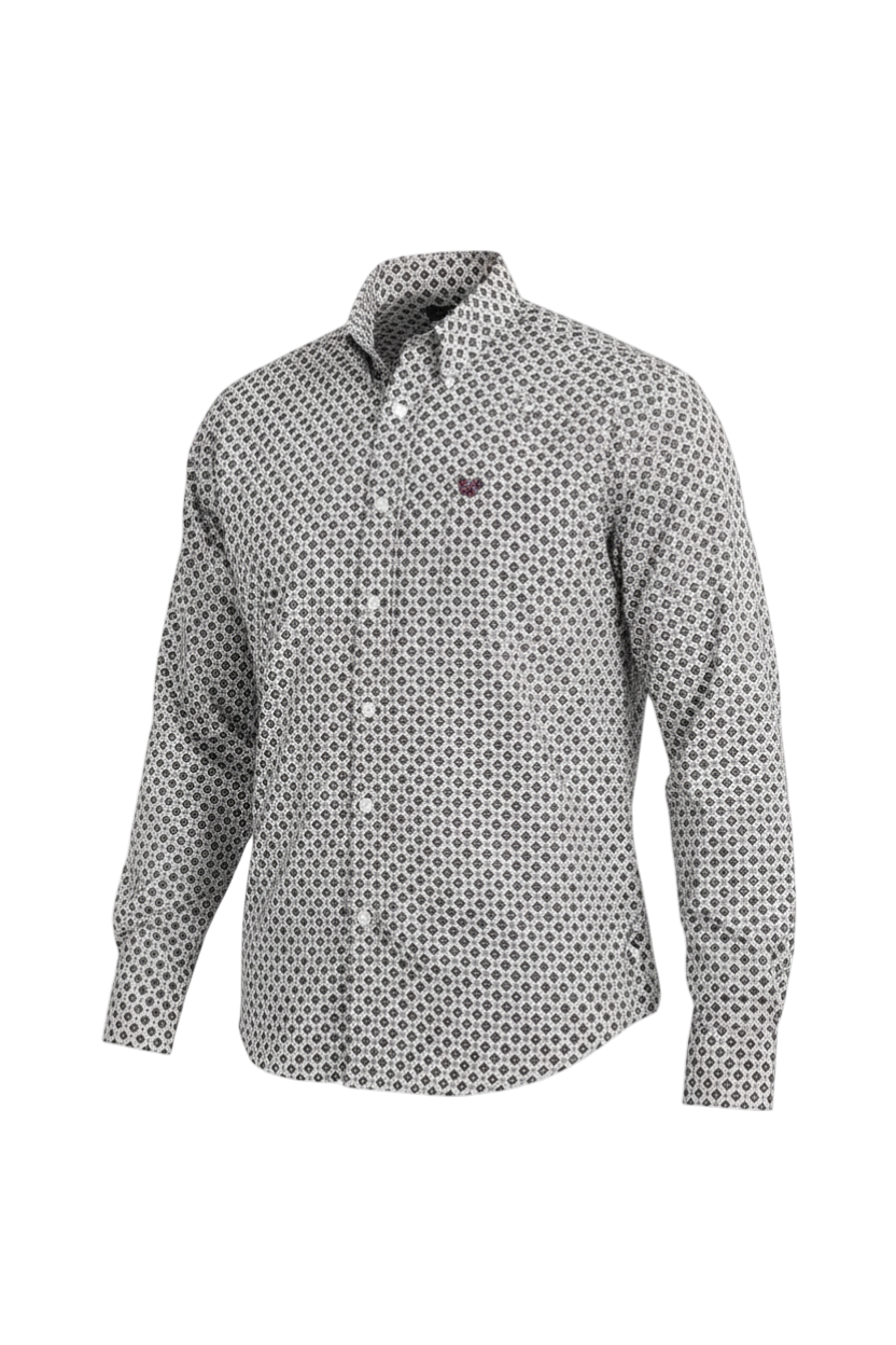 CINCH MEN'S PRINT SHIRT - WHITE**FINAL SALE**