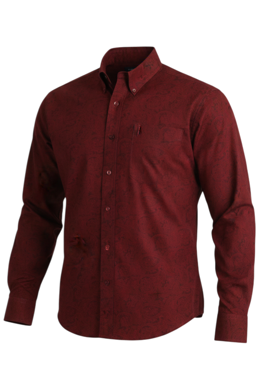 CINCH MEN'S PRINT MODERN SHIRT - BURGUNDY**FINAL SALE**