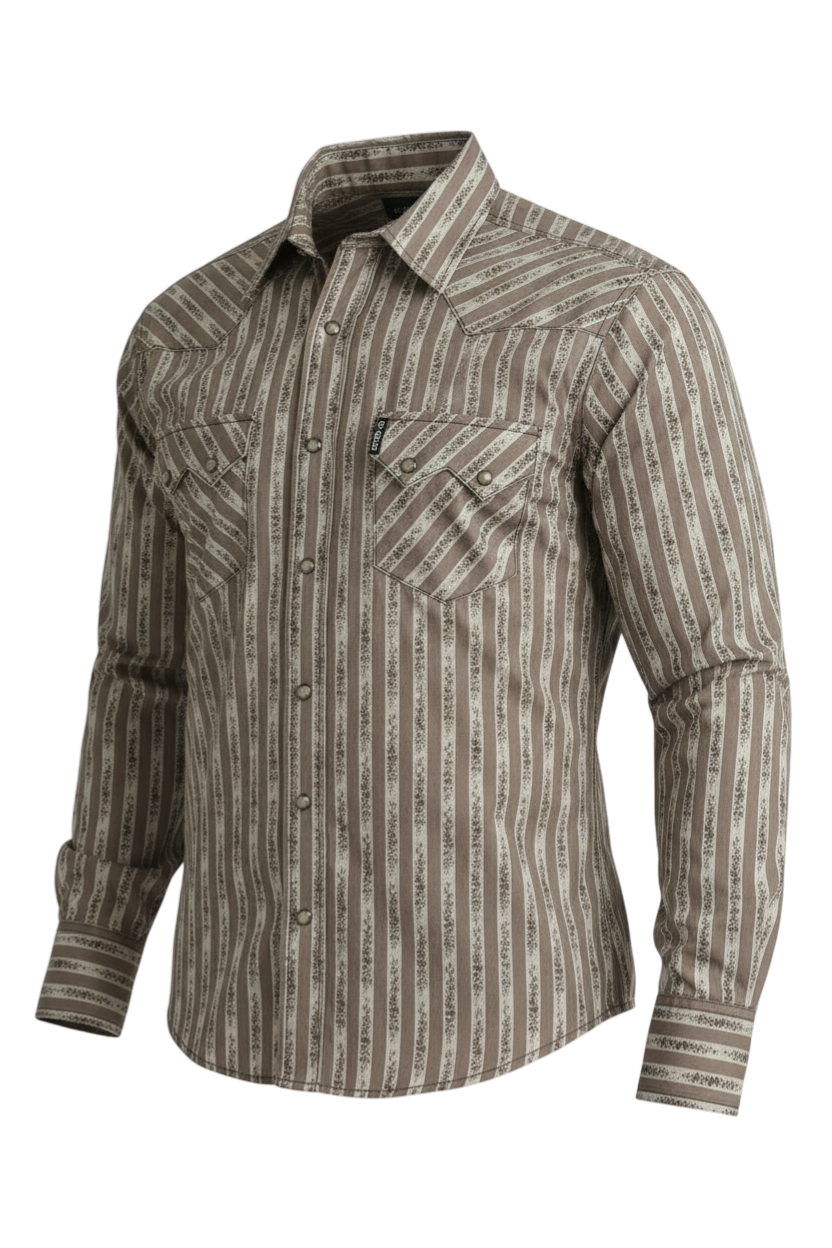 CINCH MENS LONG SLEEVE PRINT WESTERN SHIRT - KHAKI