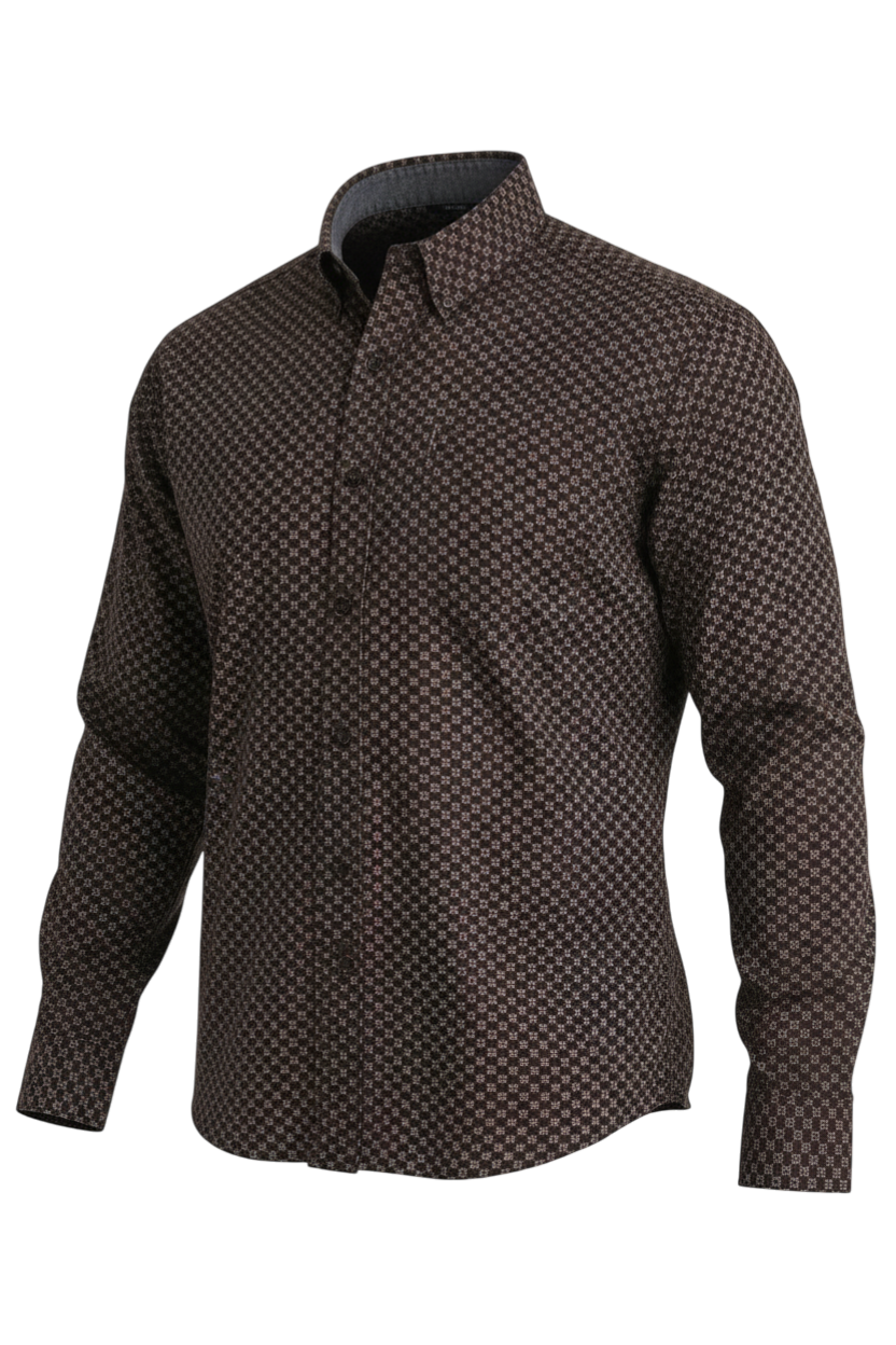 CINCH MENS LONG SLEEVE PRINT MODERN SHIRT - BROWN
