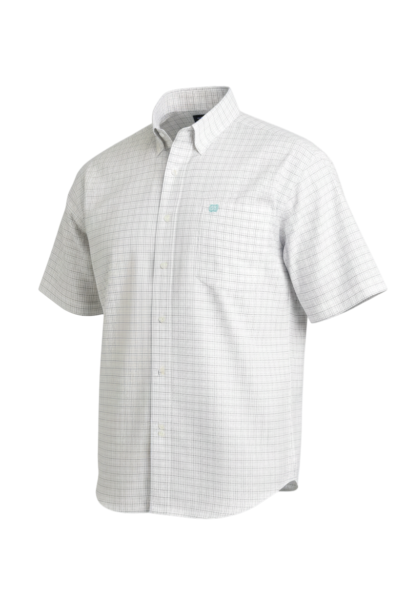 CINCH MENS SHORT SLEEVE PLAID SHIRT - WHITE