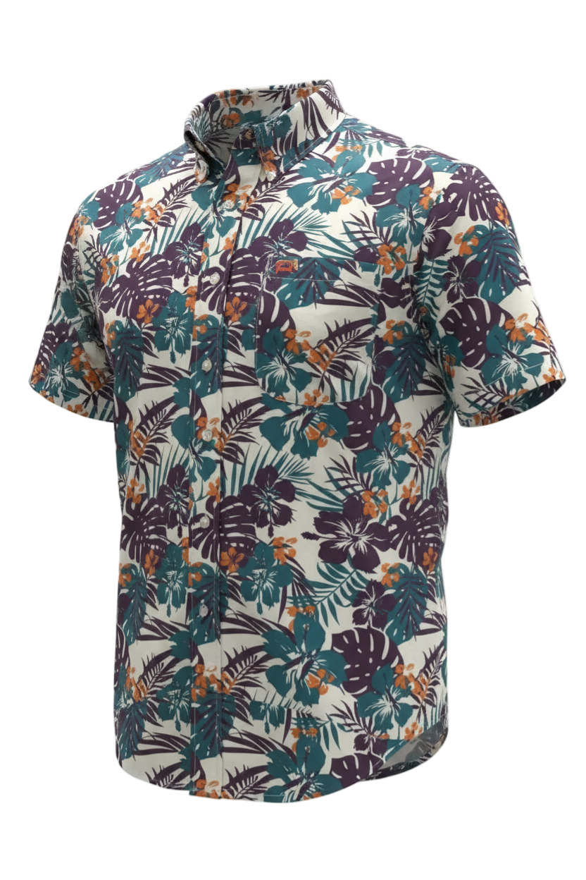 CINCH MENS SHORT SLEEVE PRINT ARENAFLEX SHIRT - WHITE