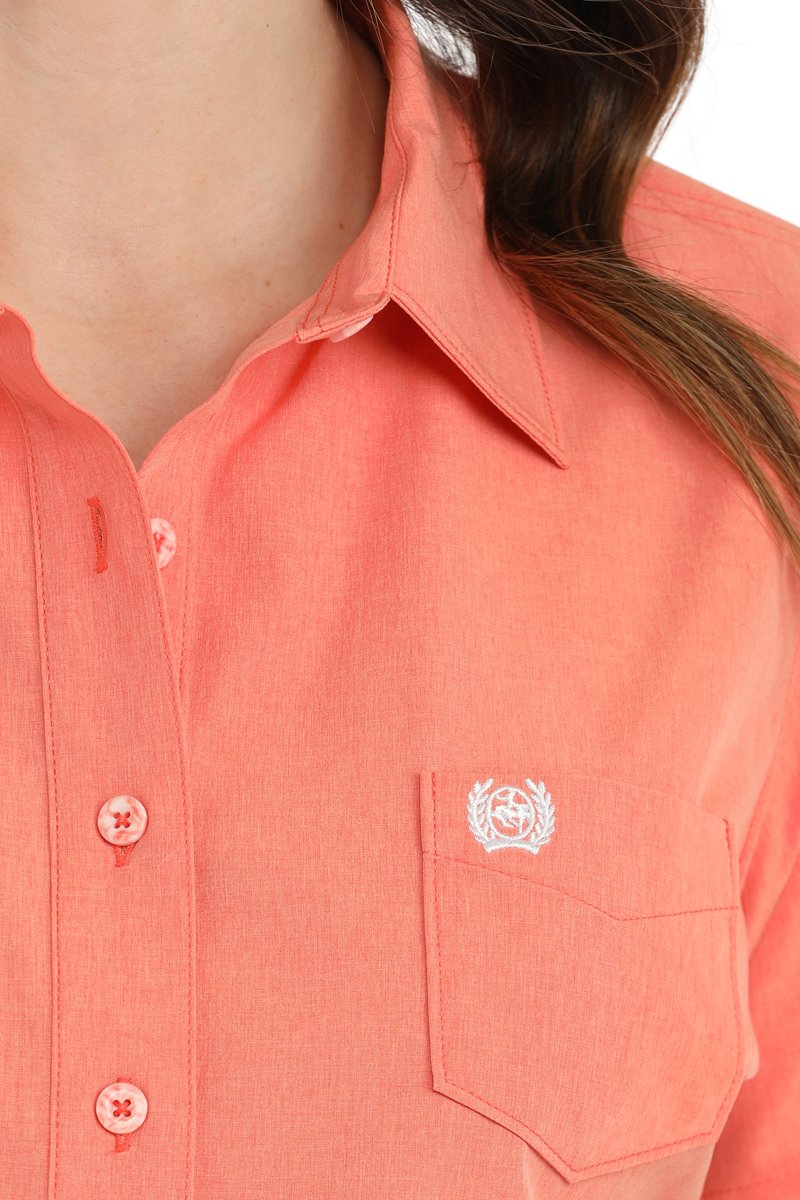 CINCH LADIES SOLID SHIRT - CORAL