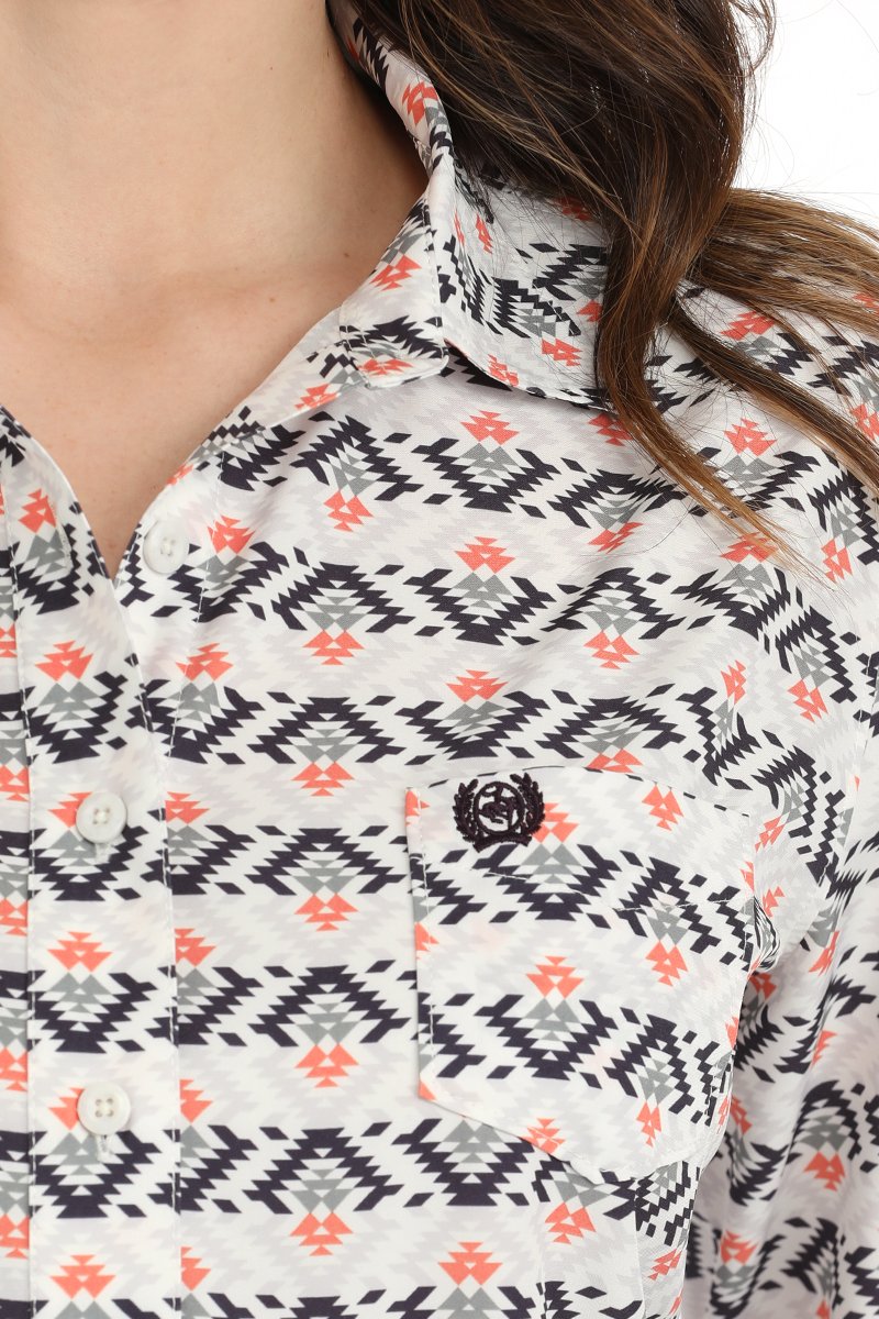 CINCH LADIES PRINT SHIRT - WHITE