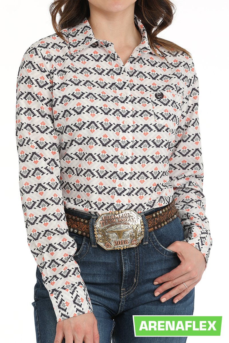 CINCH LADIES PRINT SHIRT - WHITE