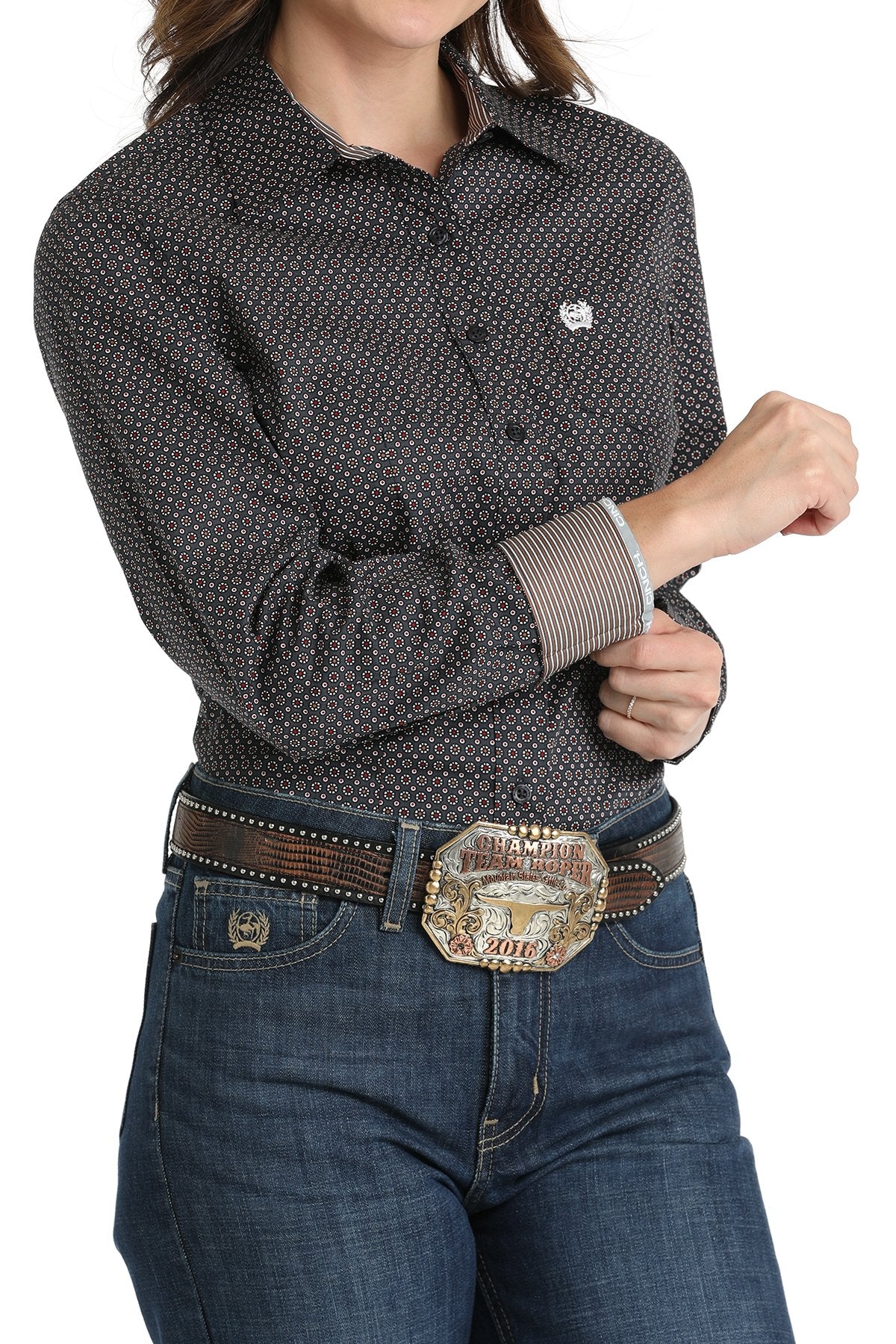 CINCH LADIES PRINT SHIRT - NAVY