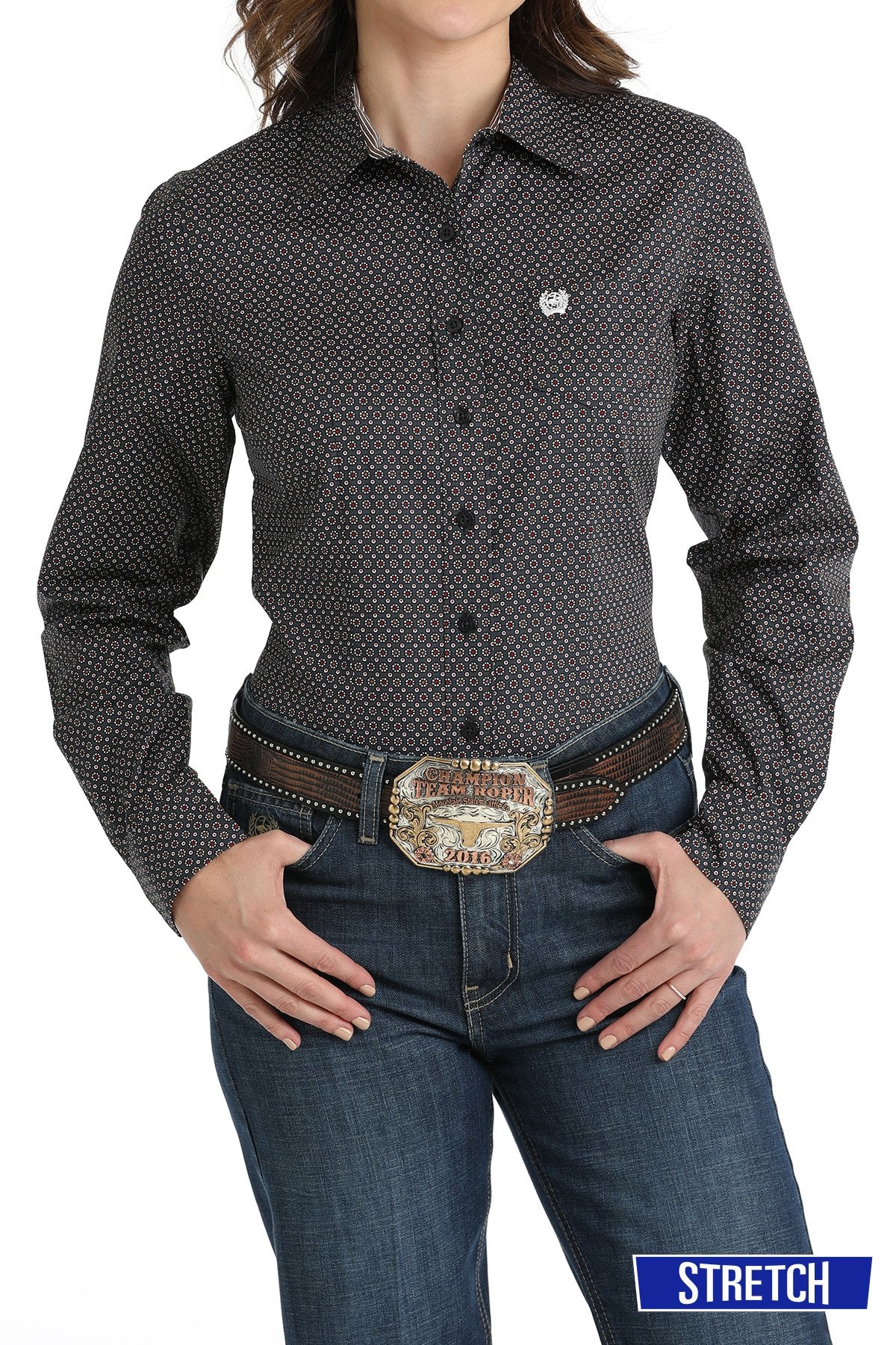 CINCH LADIES PRINT SHIRT - NAVY