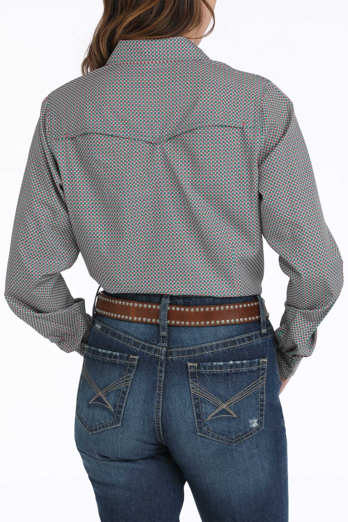 CINCH LADIES SNAP FRONT PRINT SHIRT - GREEN