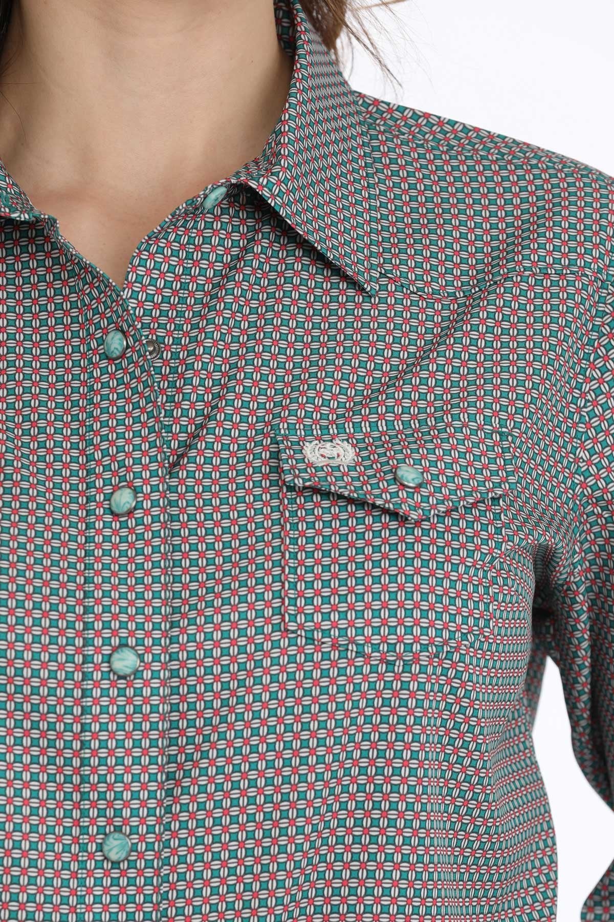 CINCH LADIES SNAP FRONT PRINT SHIRT - GREEN