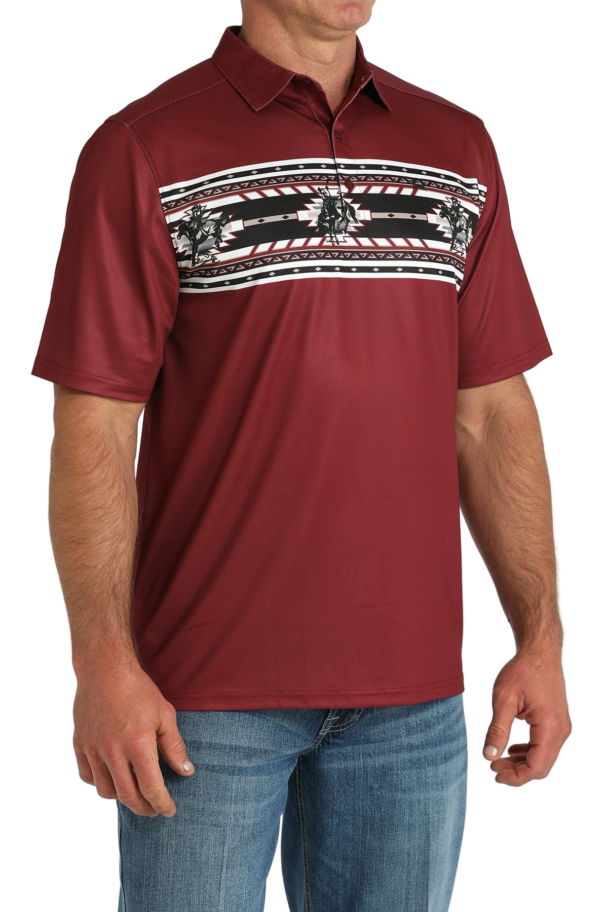 CINCH MEN'S ARENAFLEX PRINT POLO - BURGUNDY