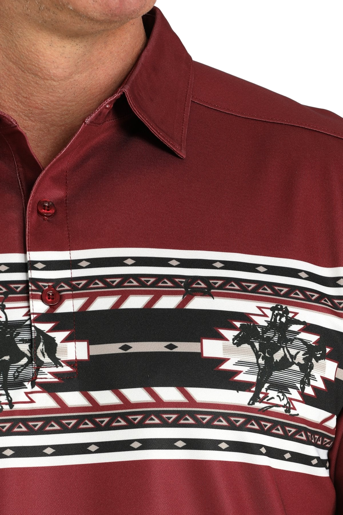 CINCH MEN'S ARENAFLEX PRINT POLO - BURGUNDY**FINAL SALE**