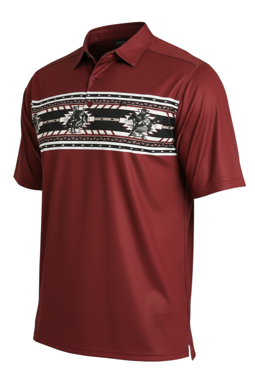 CINCH MEN'S ARENAFLEX PRINT POLO - BURGUNDY**FINAL SALE**