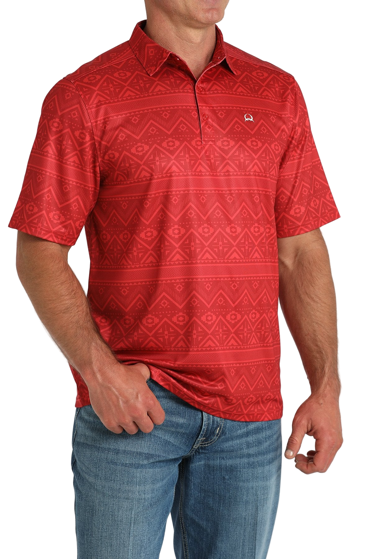 CINCH MEN'S ARENAFLEX PRINT POLO - RED**FINAL SALE**