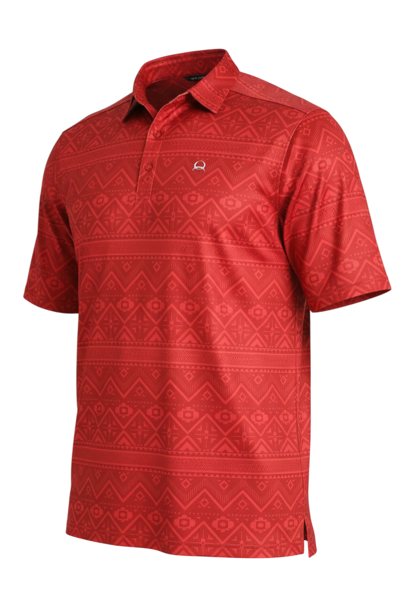 CINCH MEN'S ARENAFLEX PRINT POLO - RED**FINAL SALE**