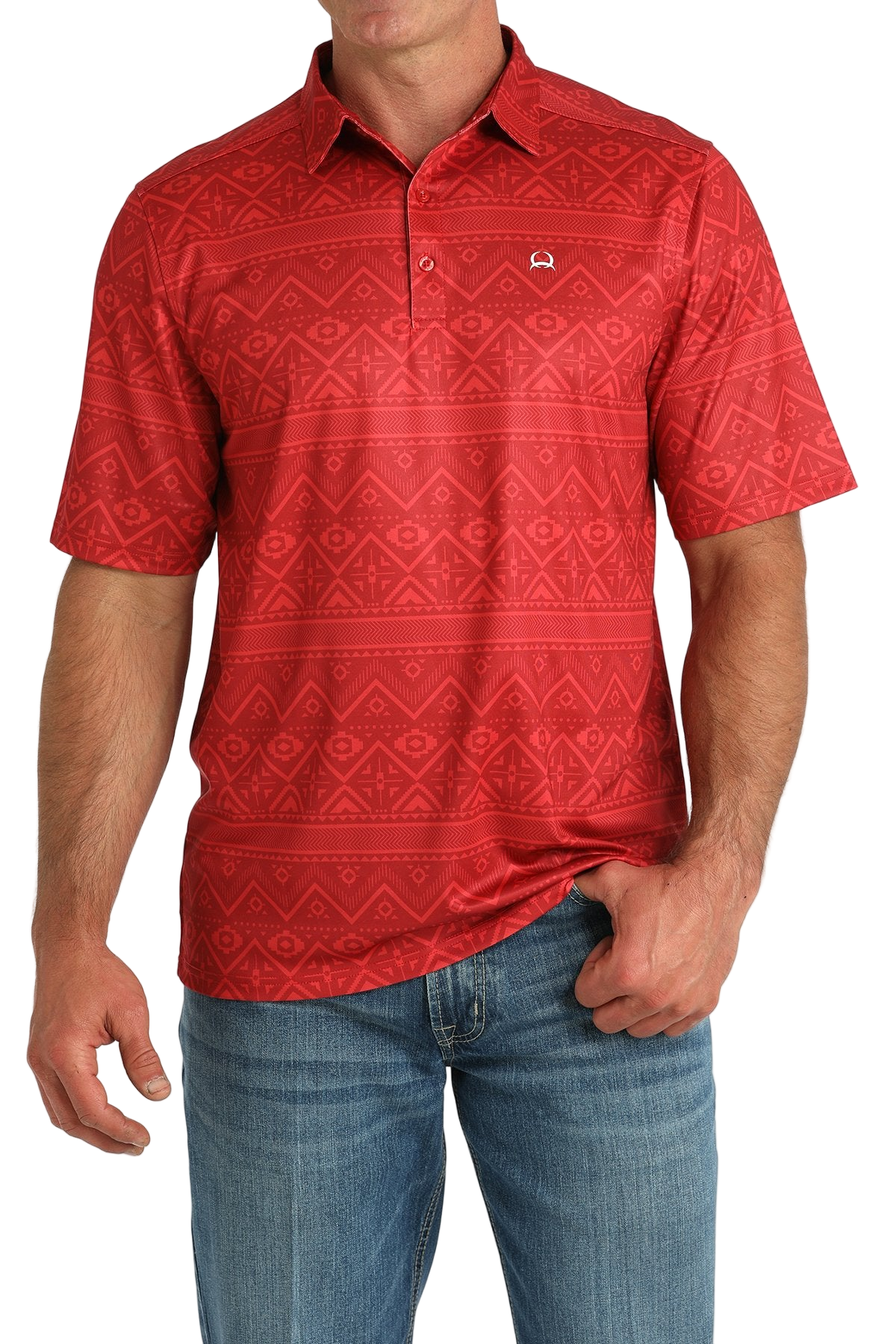CINCH MEN'S ARENAFLEX PRINT POLO - RED**FINAL SALE**