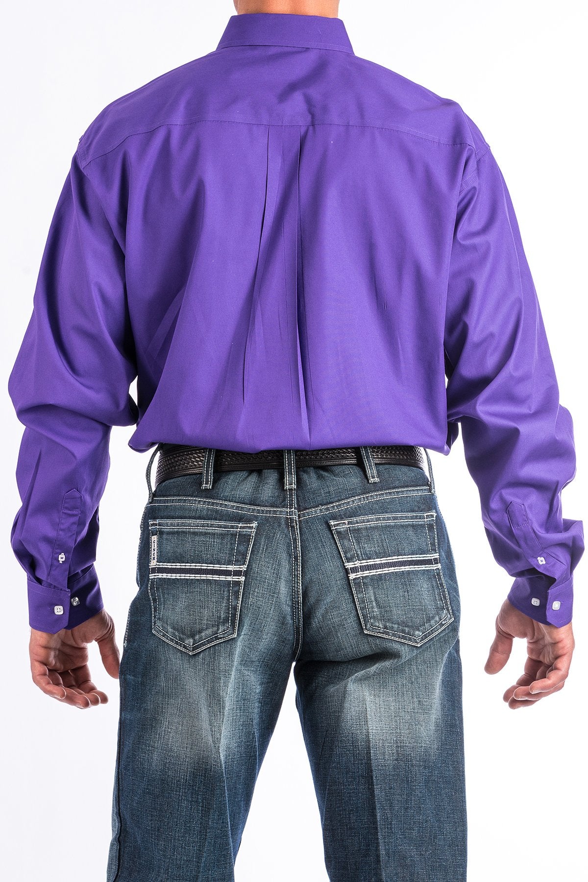 Cinch Men's Western Shirt Solid Button Down in Purple