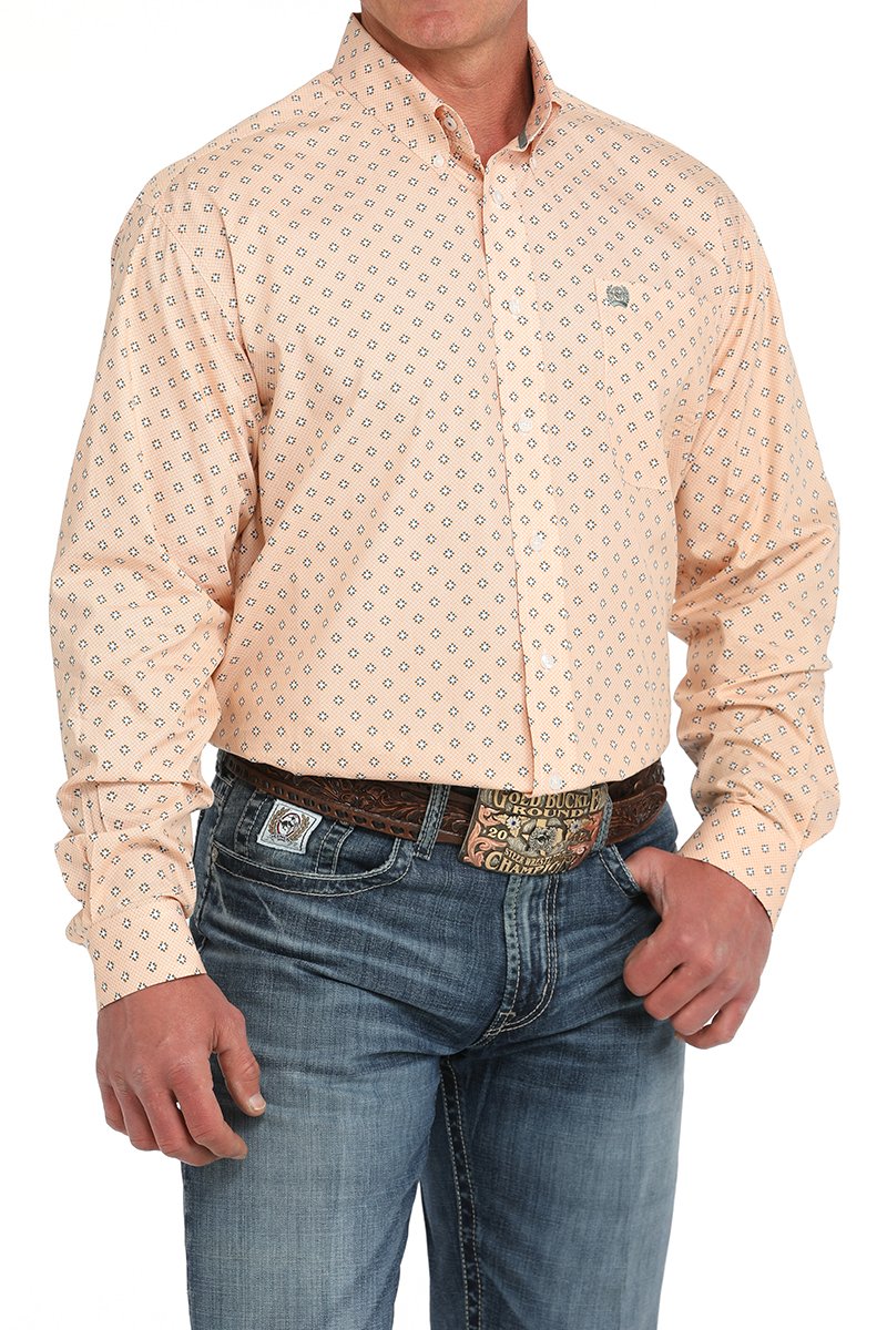 CINCH MEN'S PRINT SHIRT - ORANGE