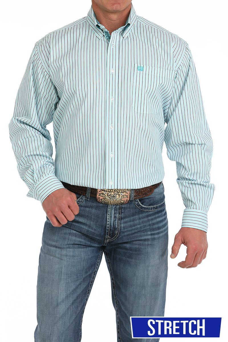 CINCH MEN'S STRIPED SHIRT - WHITE