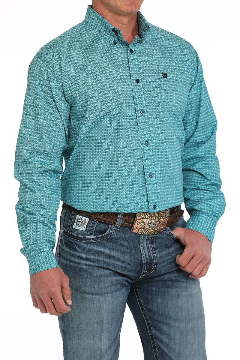 CINCH MEN'S PRINT SHIRT - TURQUOISE