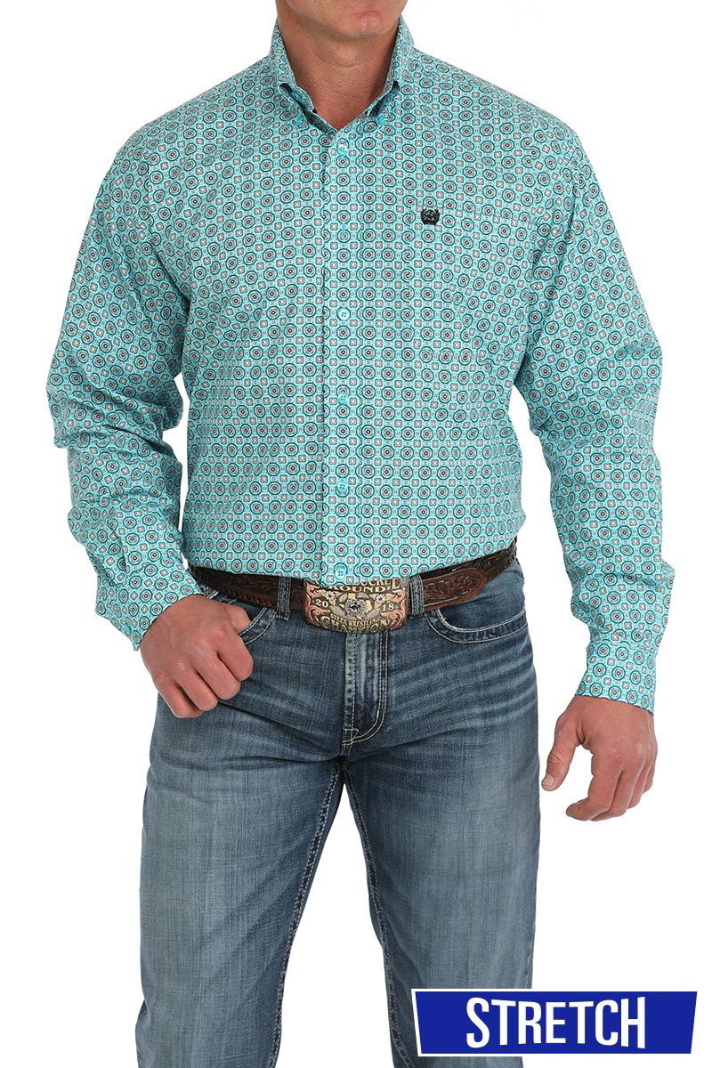 CINCH MEN'S PRINT SHIRT - TURQUOISE
