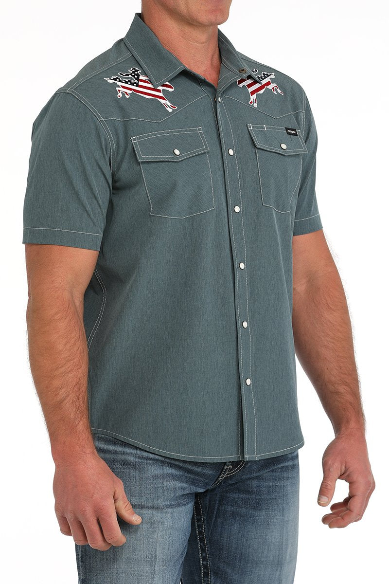 CINCH MEN'S ARENAFLEX PRINT SHIRT - BLUE