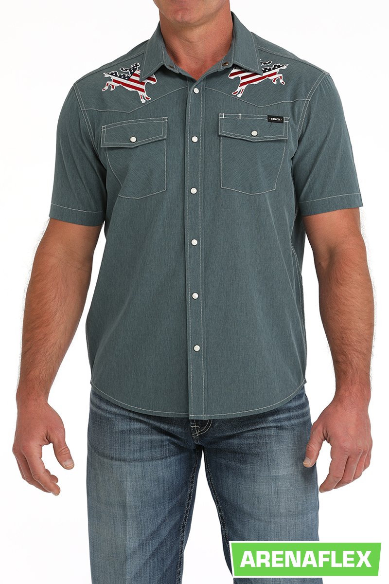 CINCH MEN'S ARENAFLEX PRINT SHIRT - BLUE