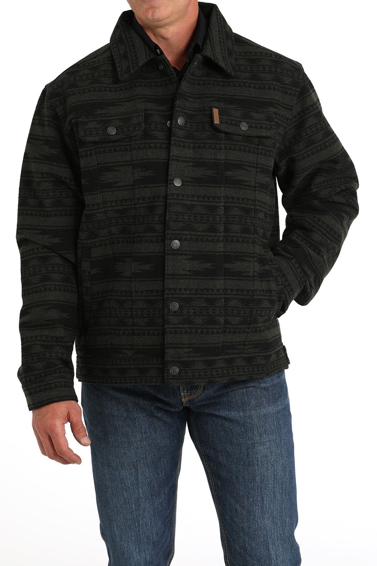CINCH MENS LINED TRUCKER JACKET - GREEN