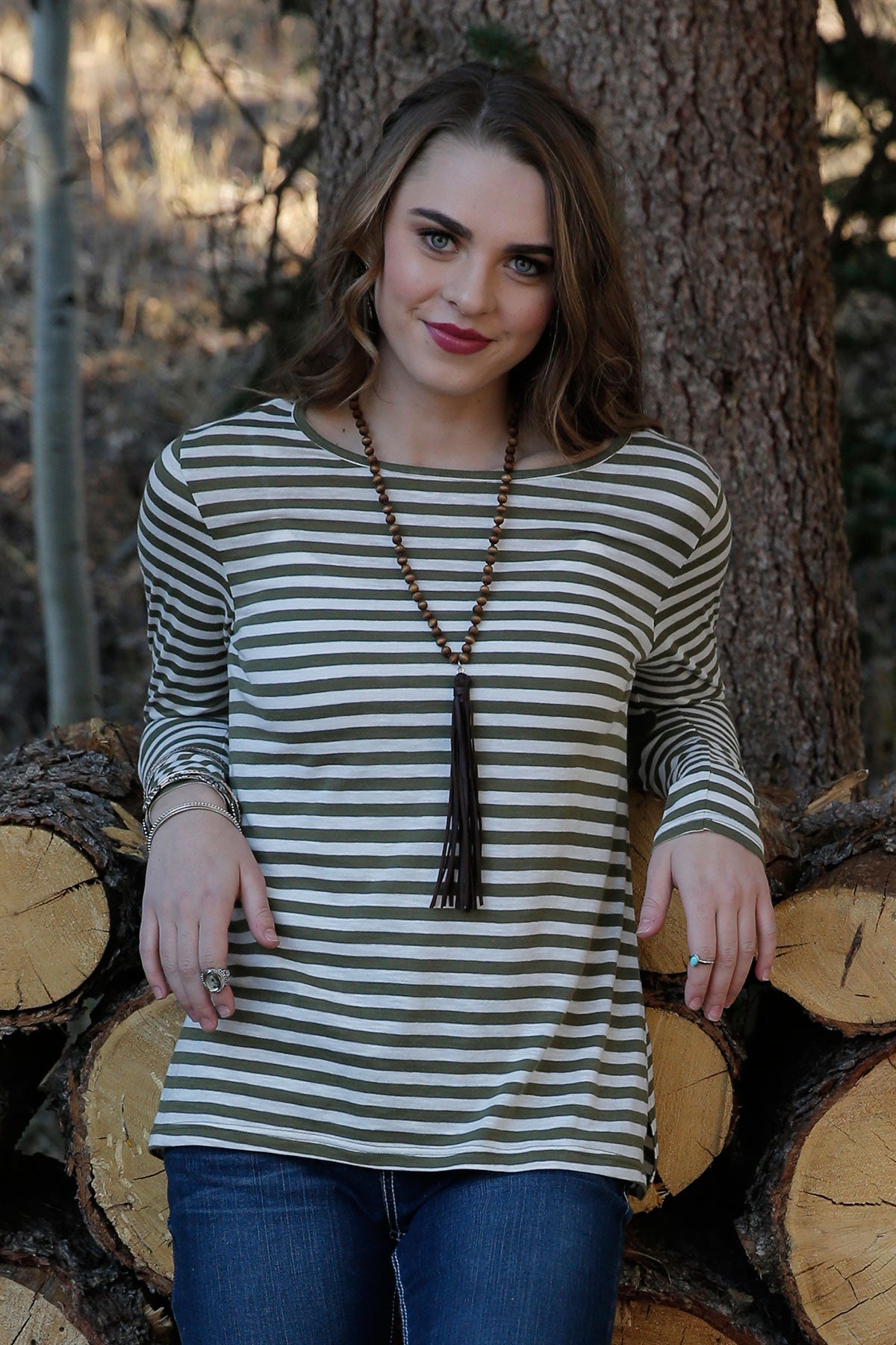 CRUEL WOMENS STRIPED TOP - GREEN