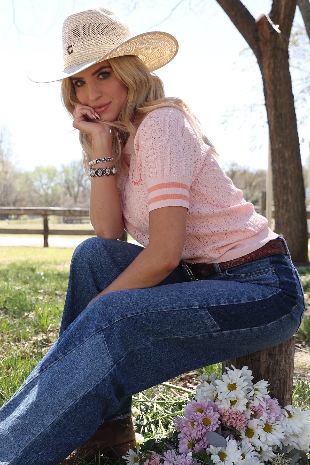 CRUEL WOMENS SWEATER POLO - PINK