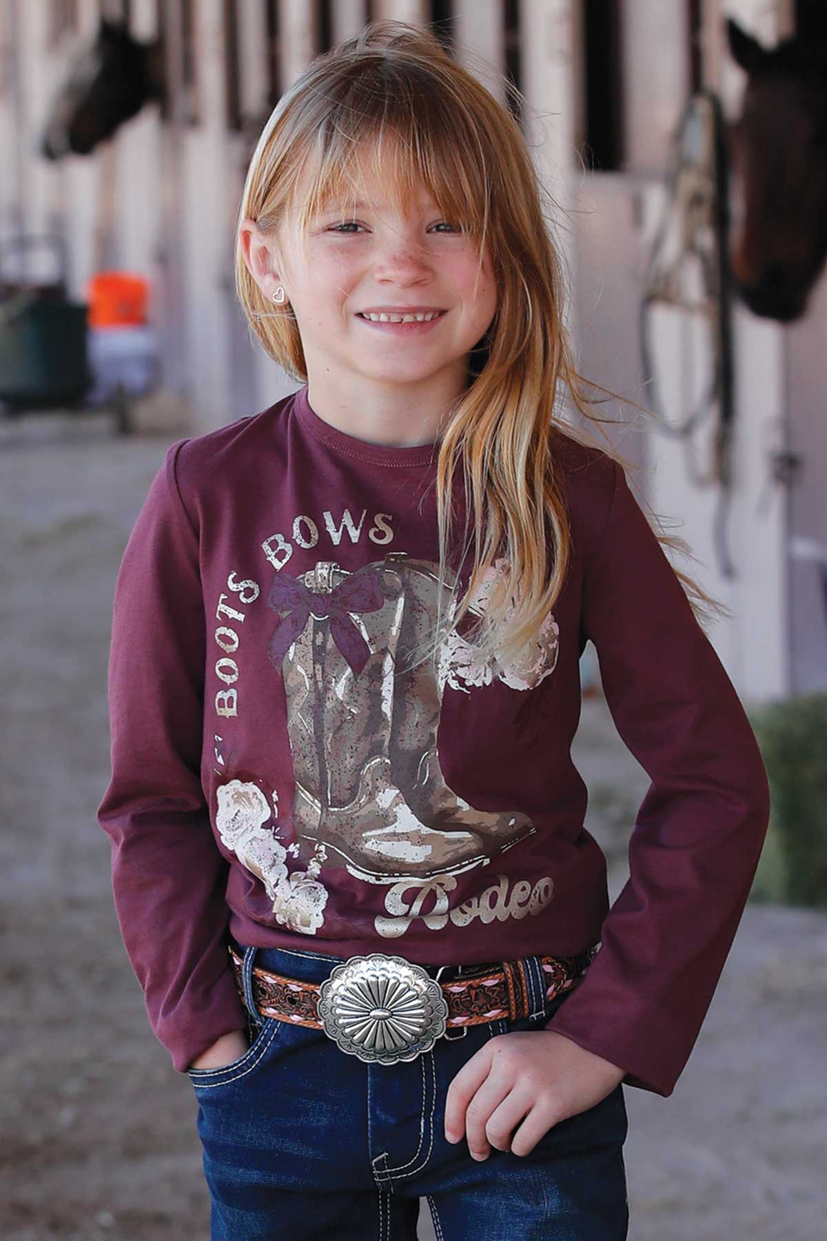 CRUEL GIRLS LONG SLEEVE T-SHIRT - BURGUNDY