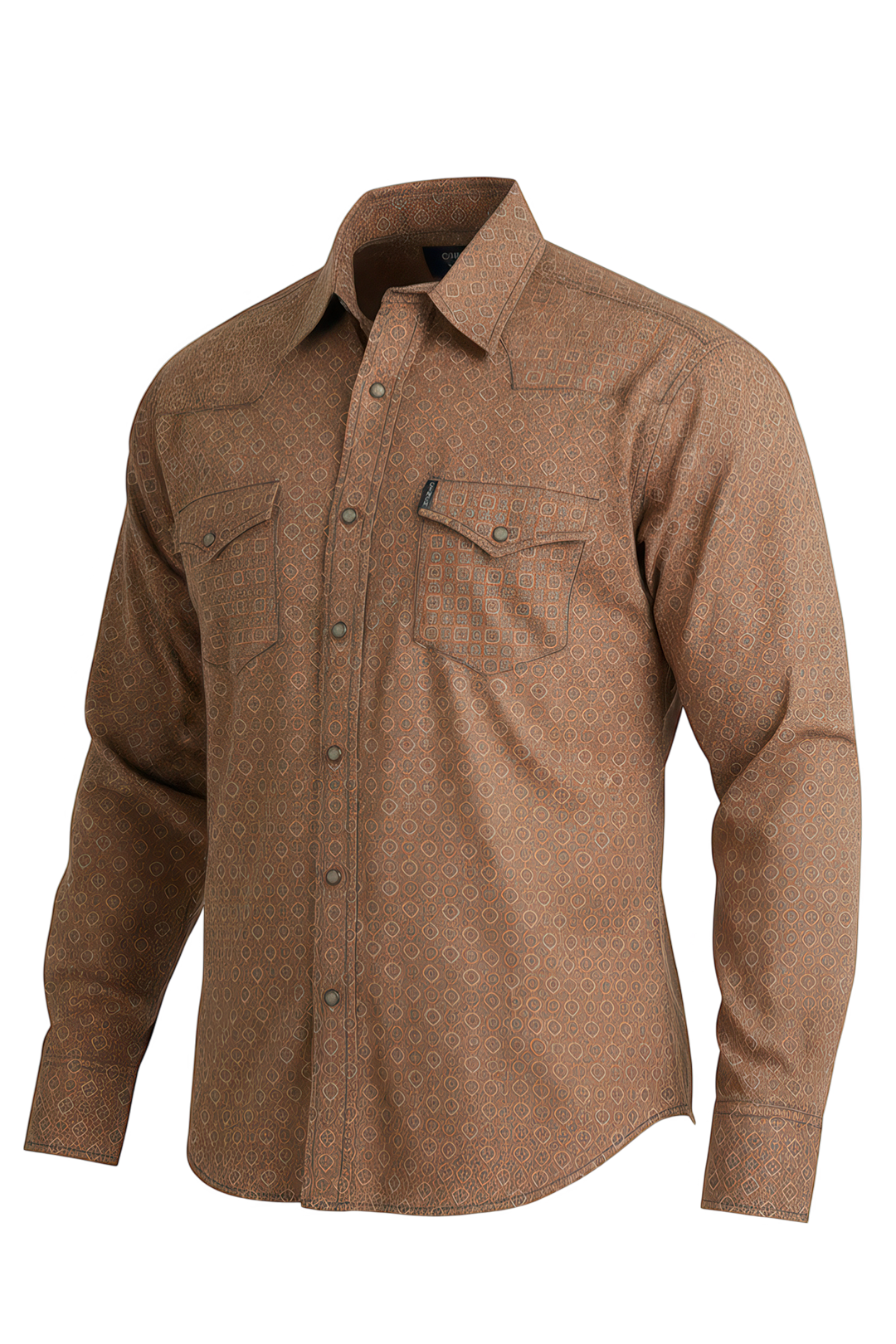 CINCH MENS LONG SLEEVE PRINT WESTERN SHIRT - ORANGE
