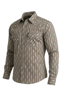 CINCH MENS LONG SLEEVE PRINT WESTERN SHIRT - KHAKI