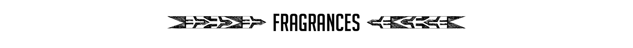 Text 'FRAGRANCES' with decorative elements on a black background
