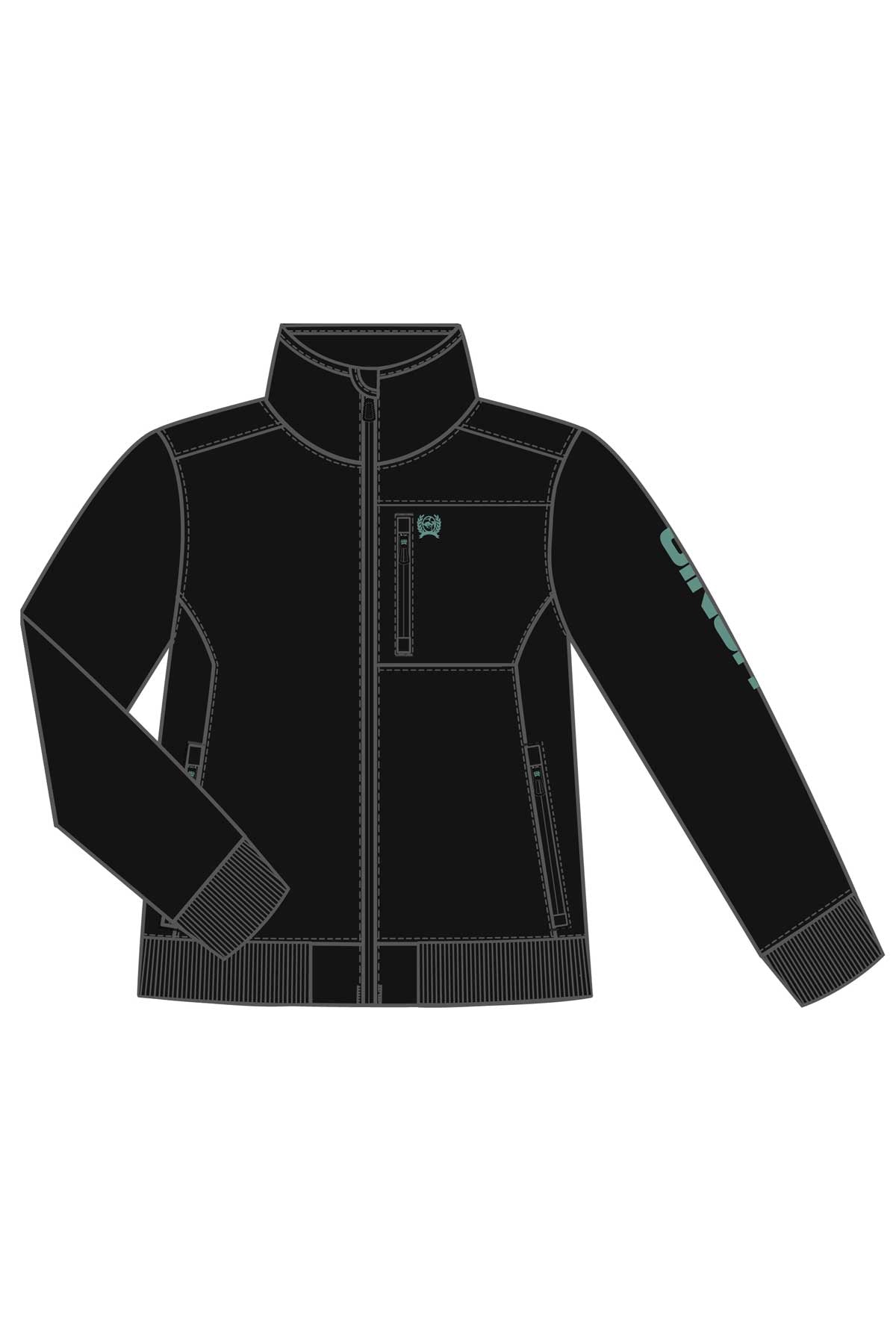 Drawing of a womens, black coat 