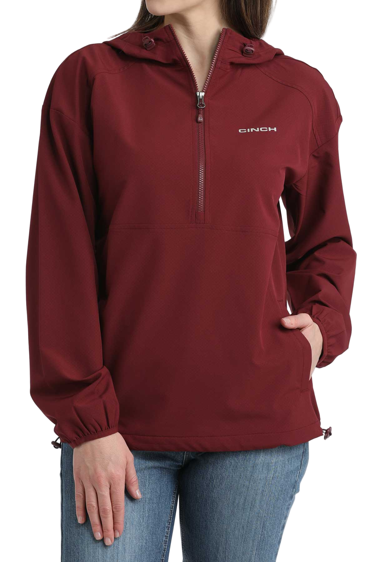 CINCH WOMENS 1/2 ZIP PULLOVER - BURGUNDY