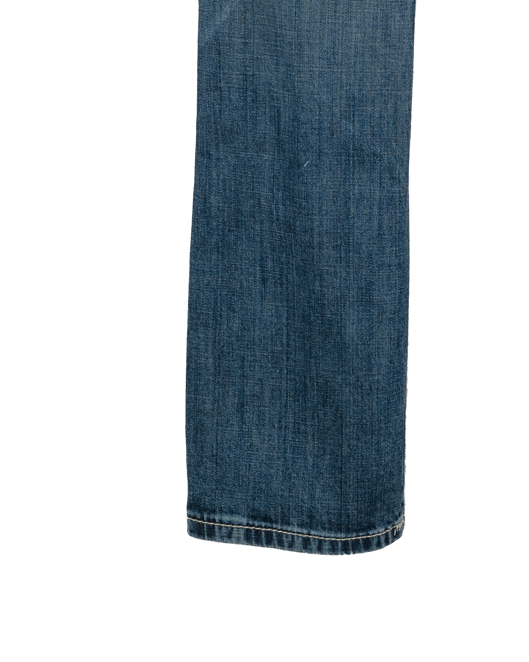 Blue denim jeans on a white background