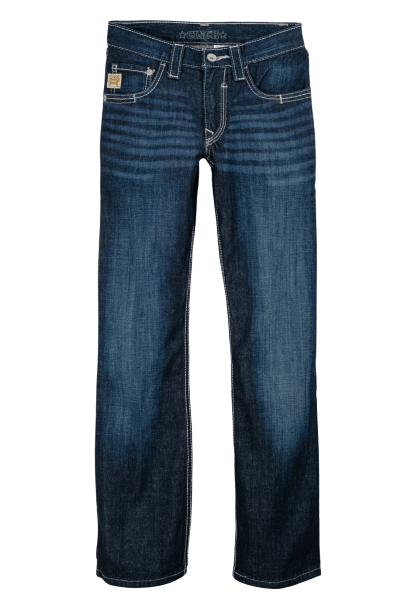 Pair of blue jeans on a white background