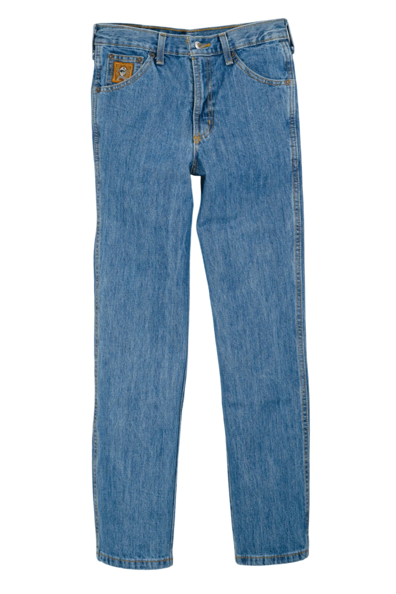 Pair of blue jeans on a white background