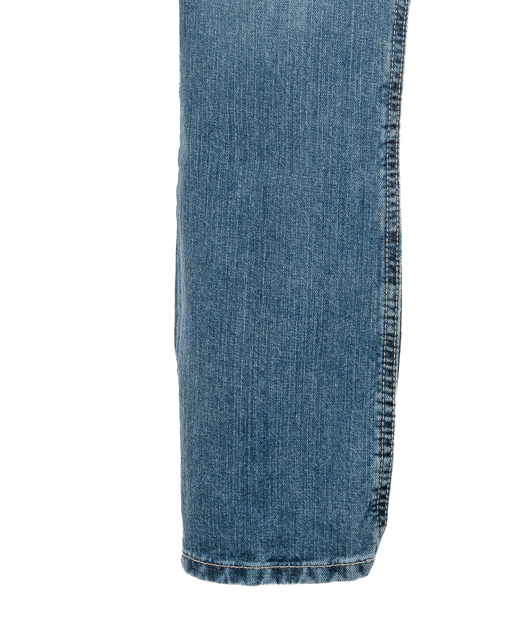 Close-up of a blue denim skirt on a white background