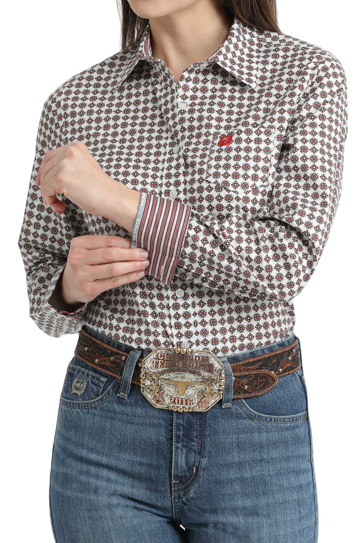 CINCH LADIES PRINT SHIRT - WHITE