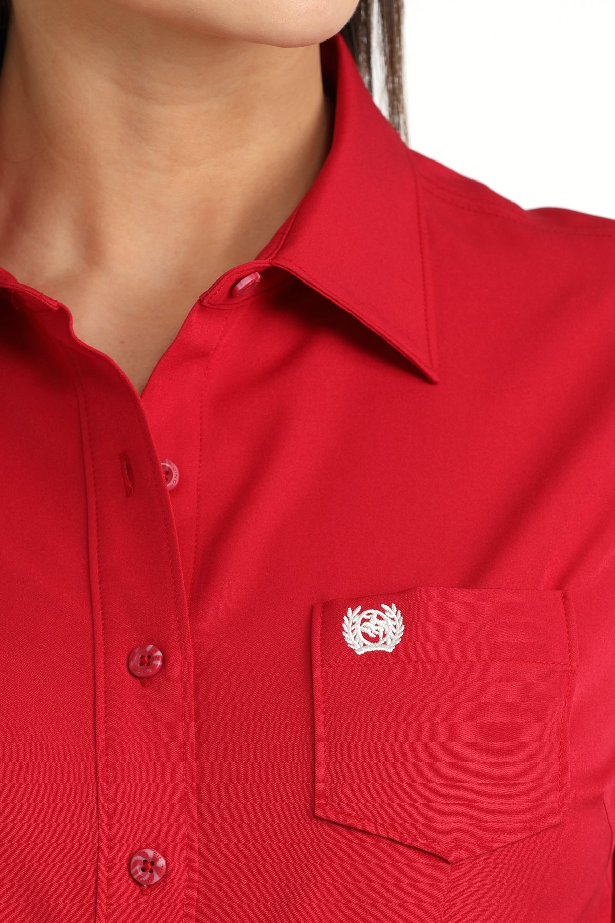 CINCH WOMENS LONG SLEEVE SOLID ARENAFLEX - RED