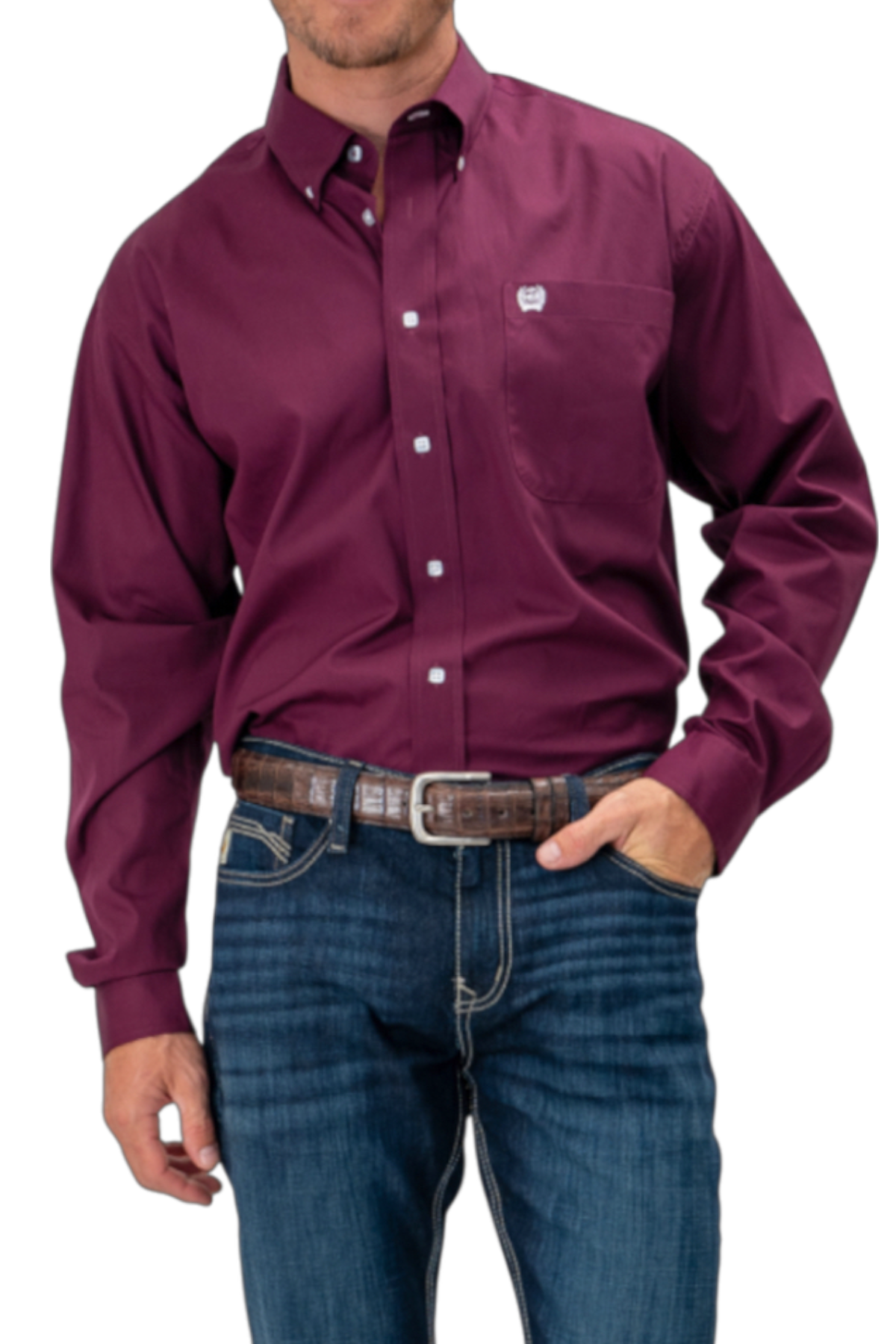 CINCH MEN'S SOLID SHIRT - BURGUNDY