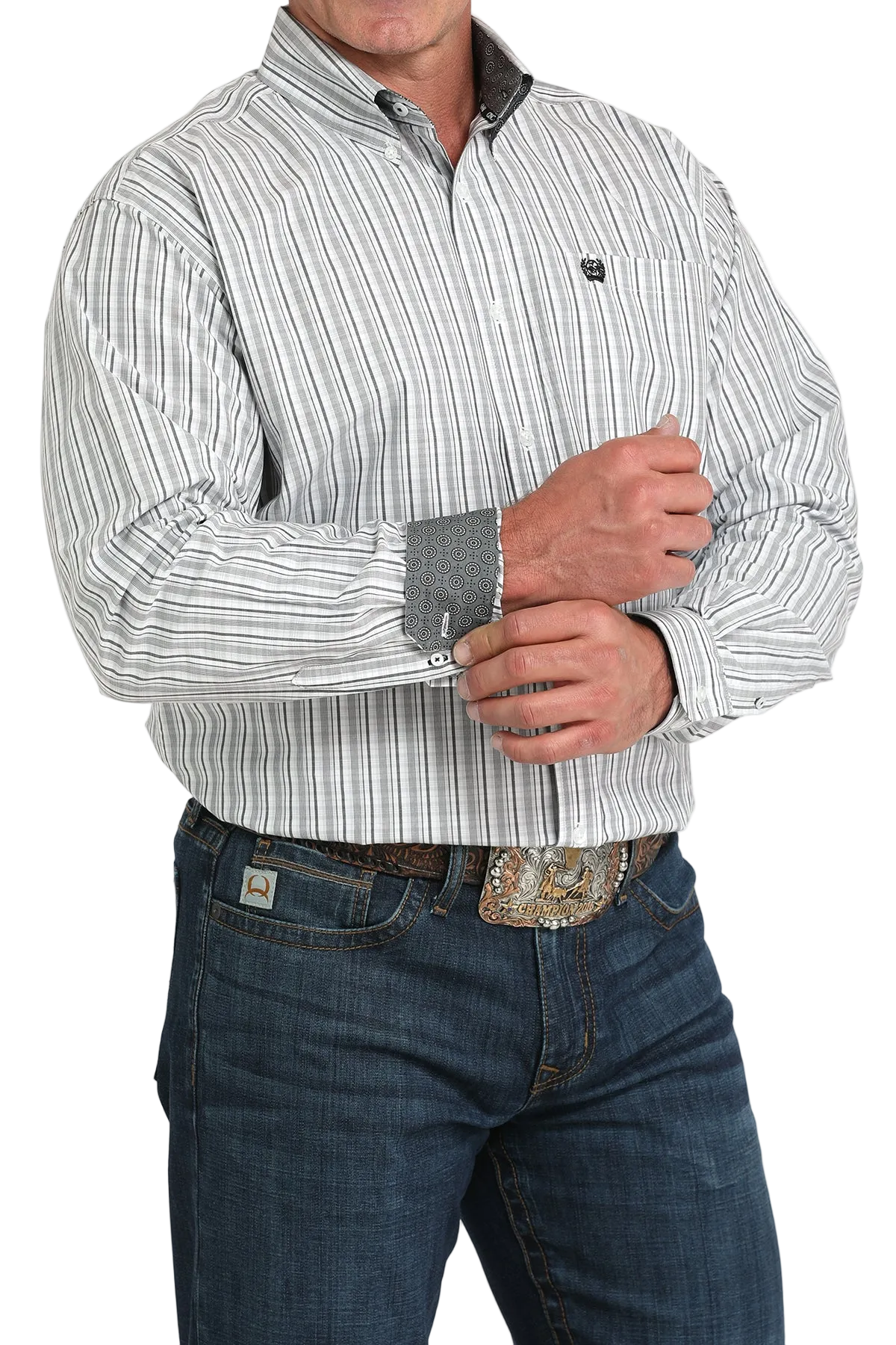 CINCH MEN'S PLAID SHIRT - WHITE**FINAL SALE**