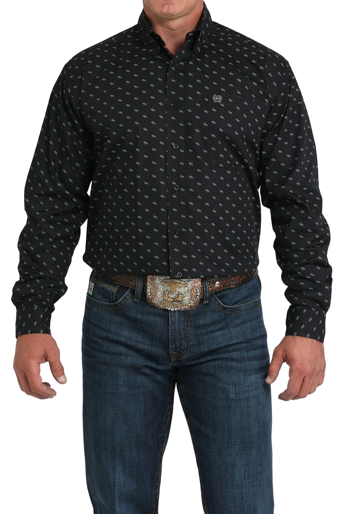 CINCH MEN'S PRINT SHIRT - BLACK**FINAL SALE**