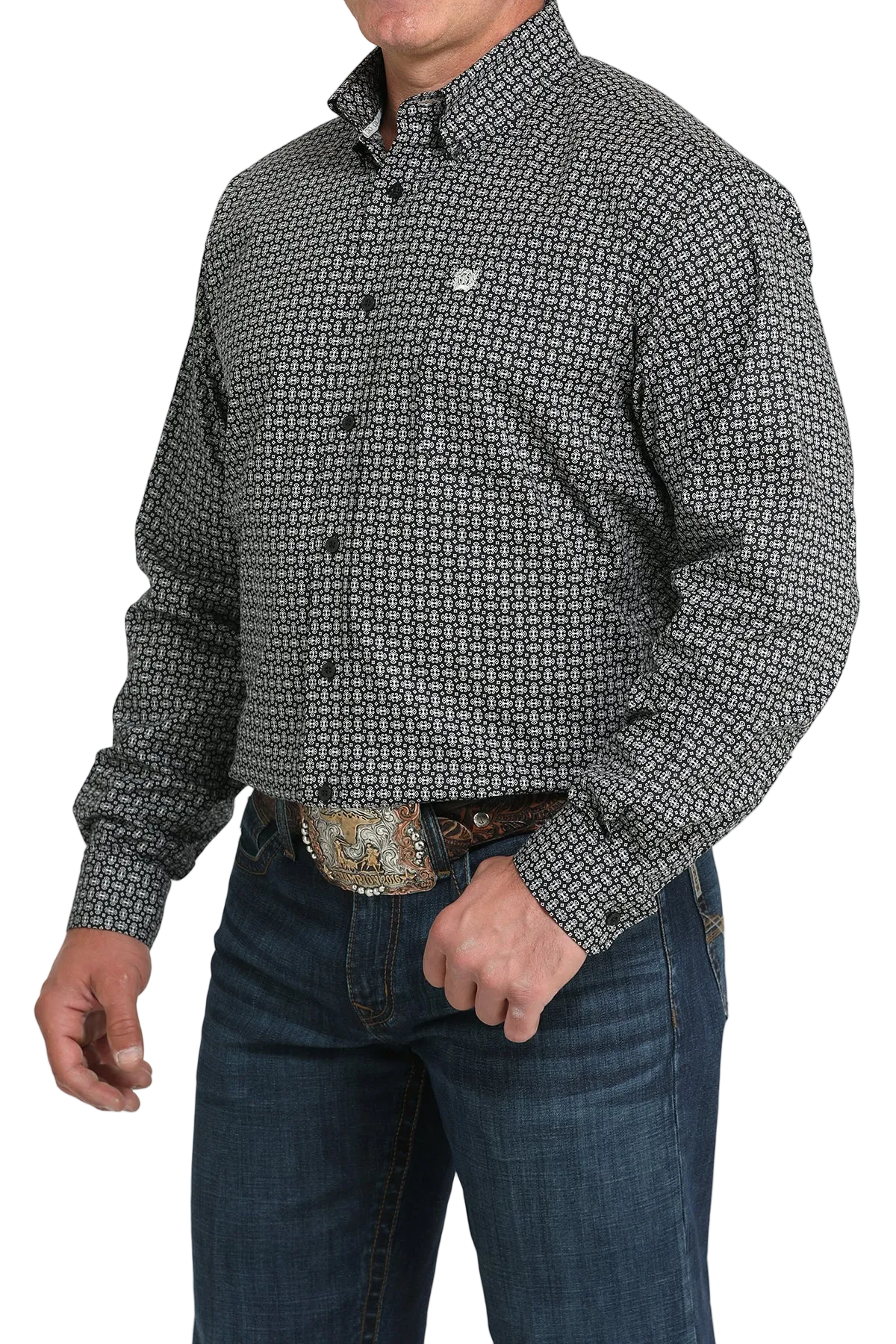 CINCH MEN'S PRINT SHIRT - BLACK**FINAL SALE**